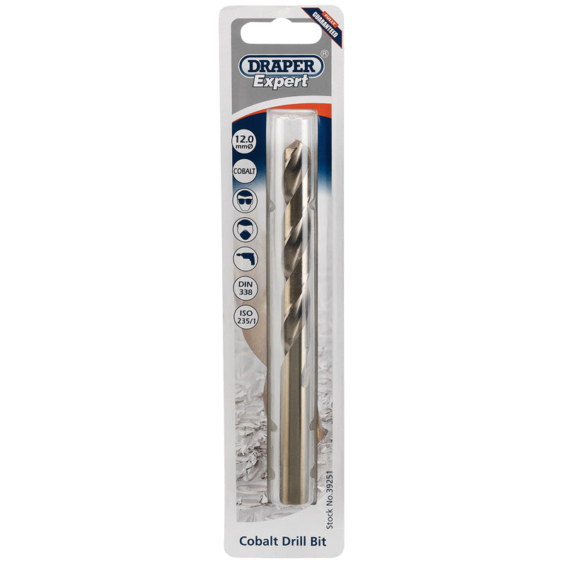 Draper HSS Cobalt Drill Bit 12.0mm - 39251 - Trade 4 Less - Building Supplies UK