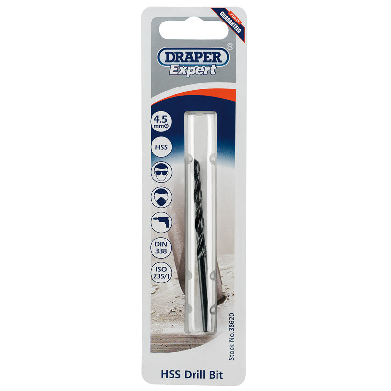 Draper HSS Drill Bit 4.5mm - 38620 - Trade 4 Less - Building Supplies UK