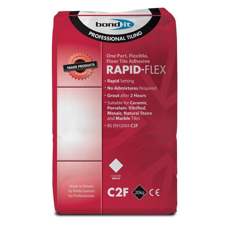 Rapid-Flex Floor + Wall Tile Adhesive 20KG Grey - Trade 4 Less - Building Supplies UK