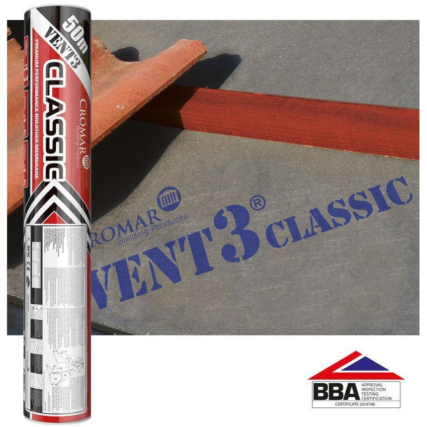 Vent3 Classic 1 x 50m 115gsm Breathable Membrane - Trade 4 Less - Building Supplies UK
