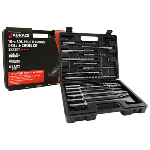 15 Piece SDS+ Masonary Drill & Chisel Set - Trade 4 Less - Building Supplies UK