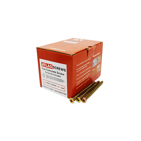 Atlas ZYP Concrete Screws + Boxed - Trade 4 Less - Building Supplies UK