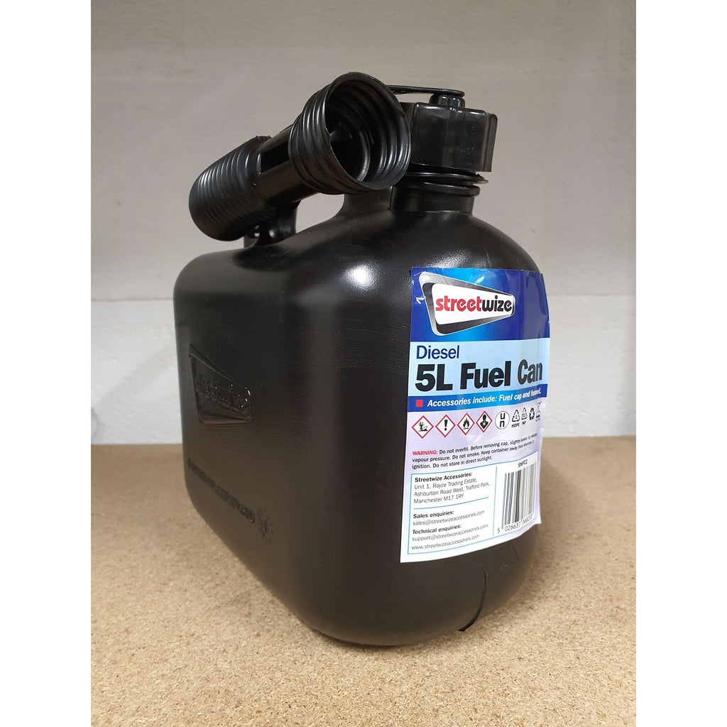 5ltr Black Plastic Fuel Can with Spout - Trade 4 Less - Building Supplies UK