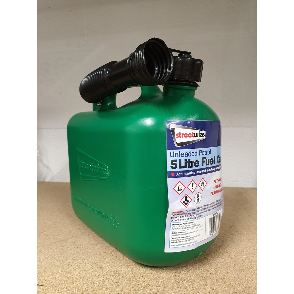 5ltr Green Plastic Fuel Can with Spout - Trade 4 Less - Building Supplies UK