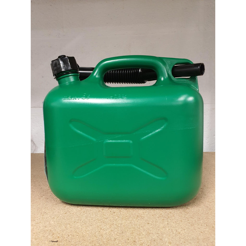 5ltr Green Plastic Fuel Can with Spout - Trade 4 Less - Building Supplies UK