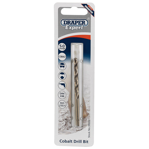 Draper HSS Cobalt Drill Bit 5.0mm - 39222 - Trade 4 Less - Building Supplies UK