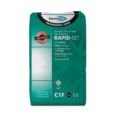 Rapid Set Floor + Wall Tile Adhesive 20KG Grey - Trade 4 Less - Building Supplies UK