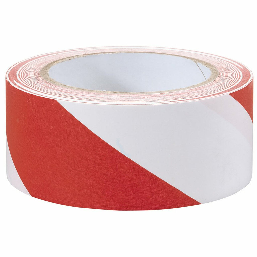 Hazard Tape Red/White 33m x 50mm - Trade 4 Less - Building Supplies UK