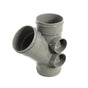 110mm 45d Branch Triple Socket Black - Trade 4 Less - Building Supplies UK