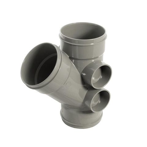 110mm 45d Branch Triple Socket Black - Trade 4 Less - Building Supplies UK