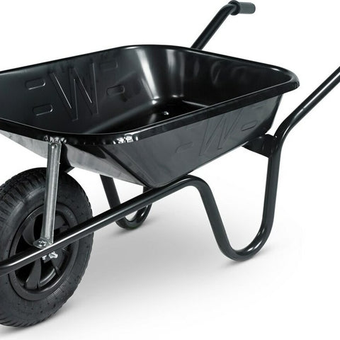 Black 85lt Contractor Wheelbarrow Solid Tyre - Trade 4 Less - Building Supplies UK