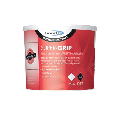 Super Grip Non Slip Wall Tile Adhesive 7.5KG - Trade 4 Less - Building Supplies UK